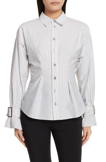 Women's Opening Ceremony Belt Cuff Jacquard Shirt - White