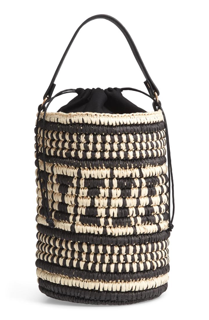 Nordstrom Talula Woven Raffia Bucket Bag - Black