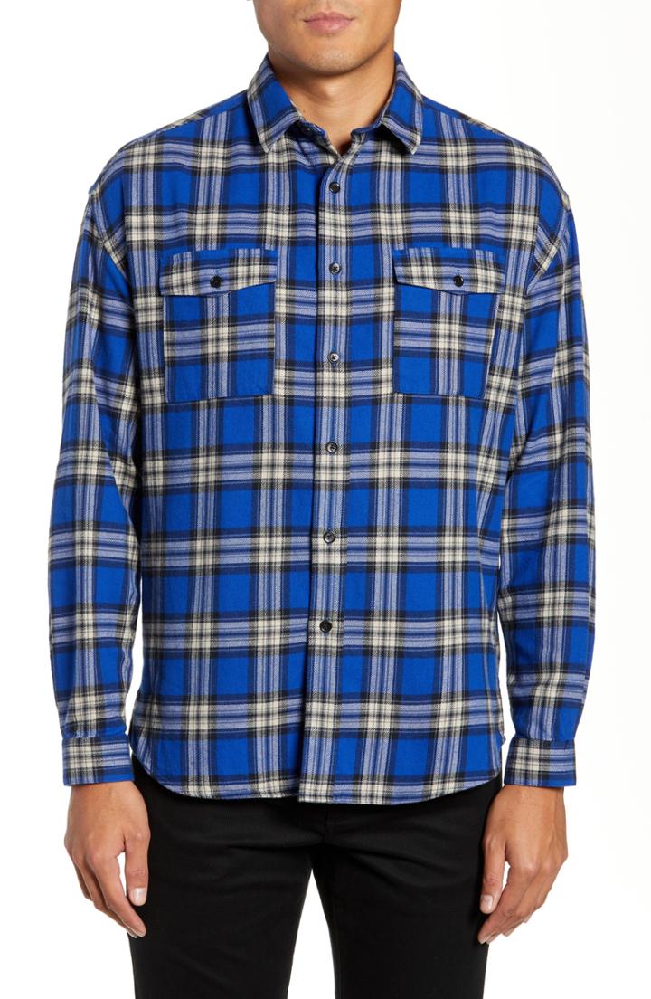 Men's The Kooples Check Flannel Shirt - Blue
