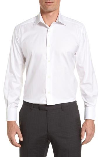 Men's David Donahue Regular Fit Solid Dress Shirt - 34/35 - White