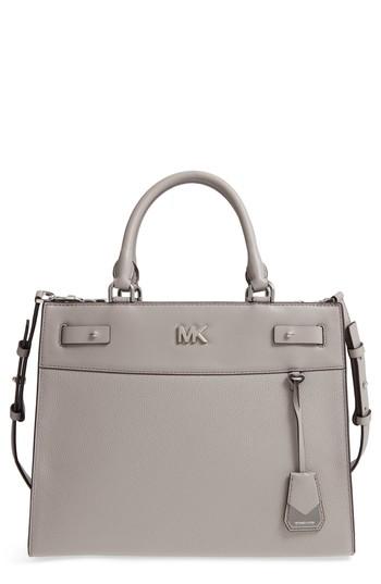 Michael Kors Reagan Large Leather Satchel - Grey