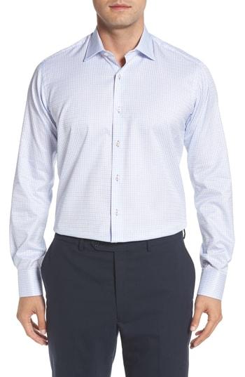 Men's Ike Behar Regular Fit Check Dress Shirt .5 32/33 - White