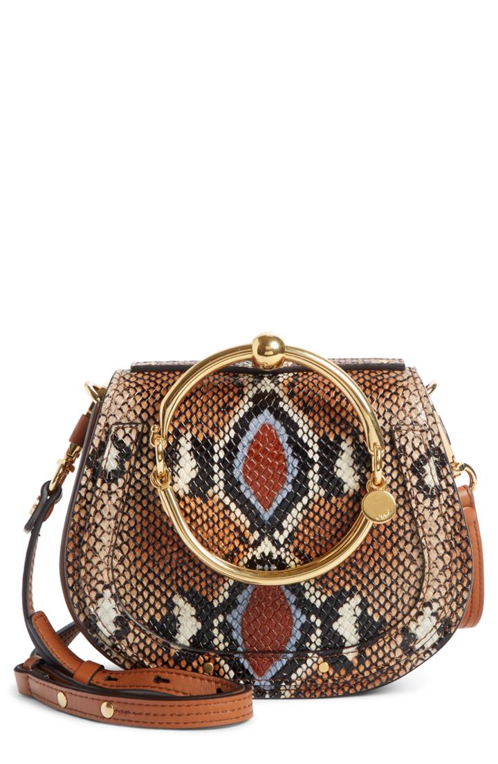 Chloe Small Nile Python Embossed Leather Crossbody Bag - Brown