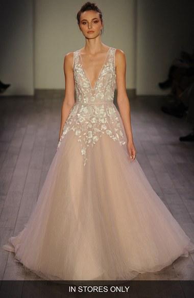 Women's Hayley Paige 'leah' Floral Sequin V-neck Tulle Ballgown