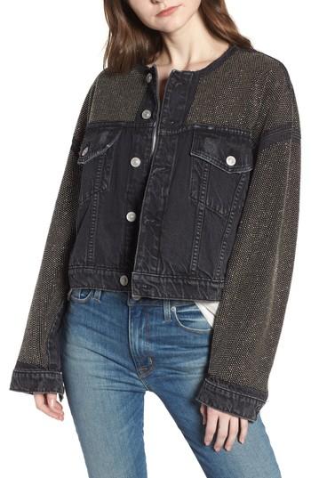 Women's Hudson Jeans Rei Studded Crop Denim Jacket - Black