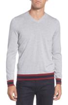 Men's Boss Navello Slim Fit Wool V-neck Sweater - Grey