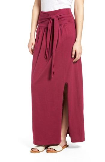 Women's Caslon Tie Front Cotton Maxi Skirt - Purple