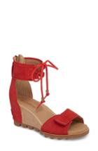 Women's Sorel Joanie Cuff Wedge Sandal M - Red