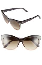 Women's Tom Ford 'lily' 56mm Cat Eye Sunglasses - Grey/ Gradient Green