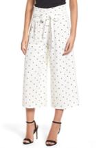 Women's Lost Ink Polka Dot Crop Trousers, Size - White