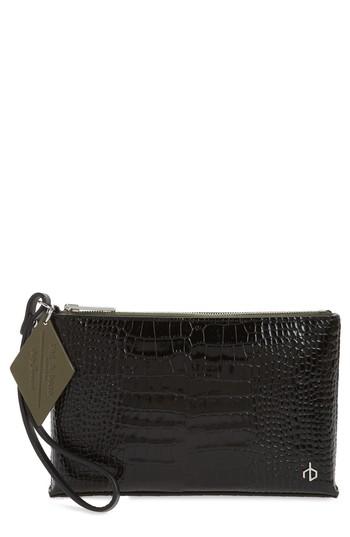 Rag & Bone Croc Embossed Leather Wristlet - Black