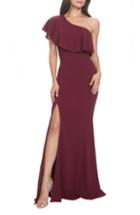 Women's Dress The Population Frida One-shoulder Crepe Gown - Burgundy