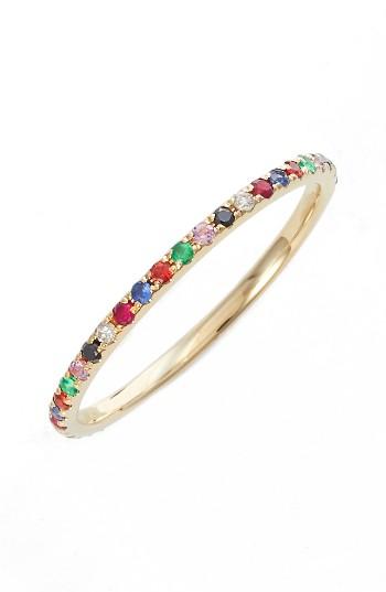 Women's Ef Collection Rainbow Precious Gem Stack Ring