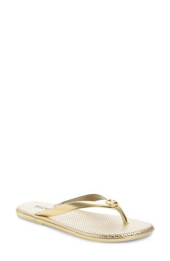 Women's Michael Michael Kors 'jet Set' Jelly Flip Flop M - Metallic