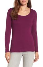 Women's Caslon 'melody' Long Sleeve Scoop Neck Tee - Purple