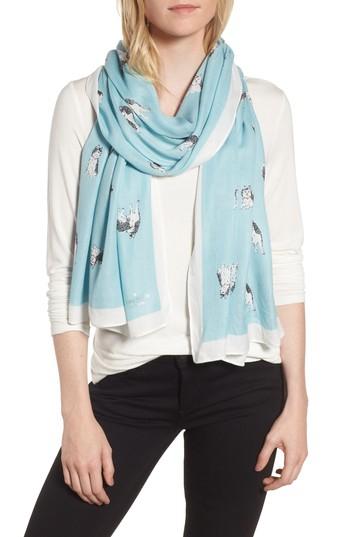 Women's Kate Spade New York Mini Husky Dog Print Oblong Scarf, Size - Blue