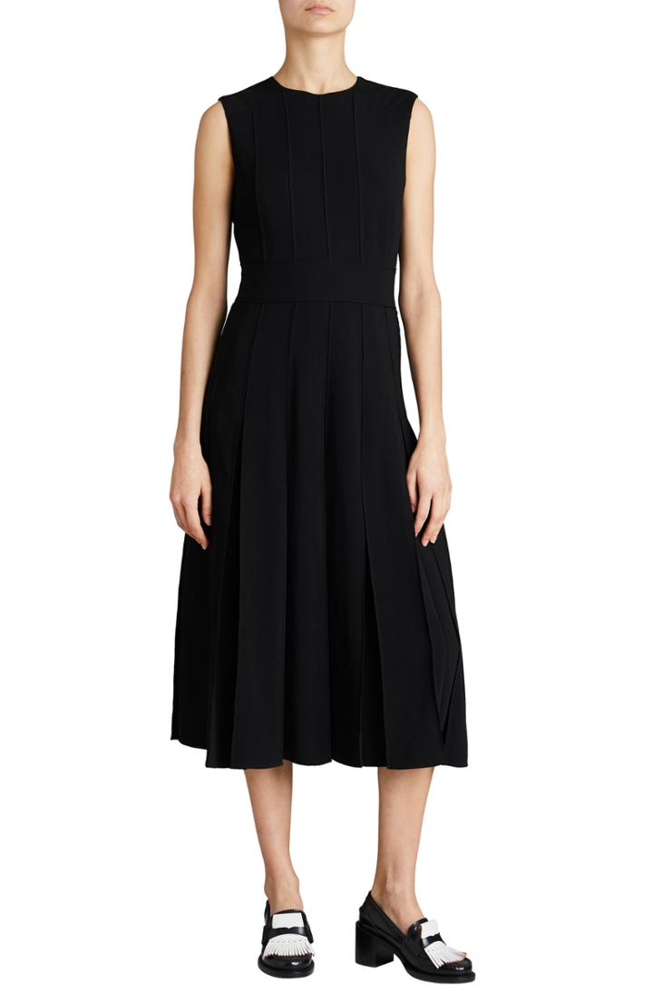 Women's Burberry Aria Pleated Midi Dress Us / 38 It - Black