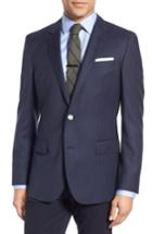 Men's Boss Hutsons Trim Fit Herringbone Wool Sport Coat R - Blue