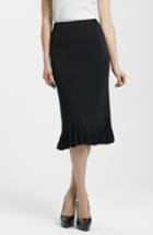Women's Ming Wang Ruffle Hem Knit Midi Skirt - Black