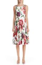 Women's Dolce & Gabbana Peony Print A-line Dress Us / 38 It - White