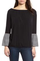 Women's Michael Michael Kors Stripe Cuff Top - Black