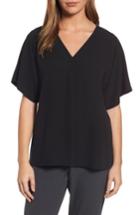 Women's Eileen Fisher Silk V-neck Top - Black