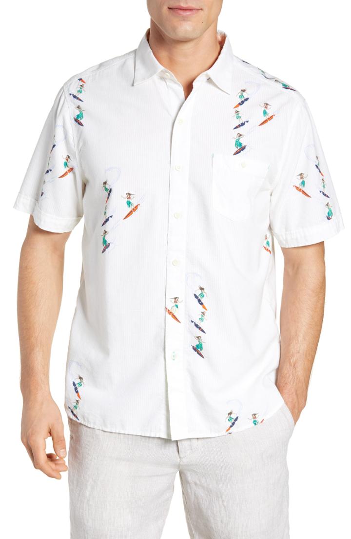 Men's Tommy Bahama Hula Gals Camp Shirt - White