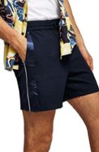 Men's Topman Satin Trim Shorts - Blue