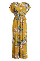 Women's Leith Floral Jumpsuit, Size - Yellow