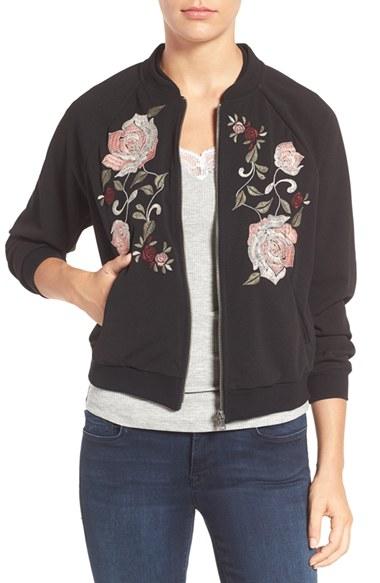 Women's Wit & Wisdom Floral Embroidered Bomber Jacket