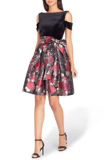 Women's Tahari Cold Shoulder Fit & Flare Dress - Red