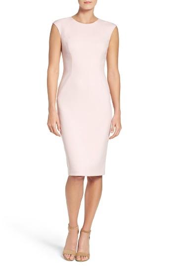 Women's Eliza J Cap Sleeve Crepe Sheath Dress - Pink
