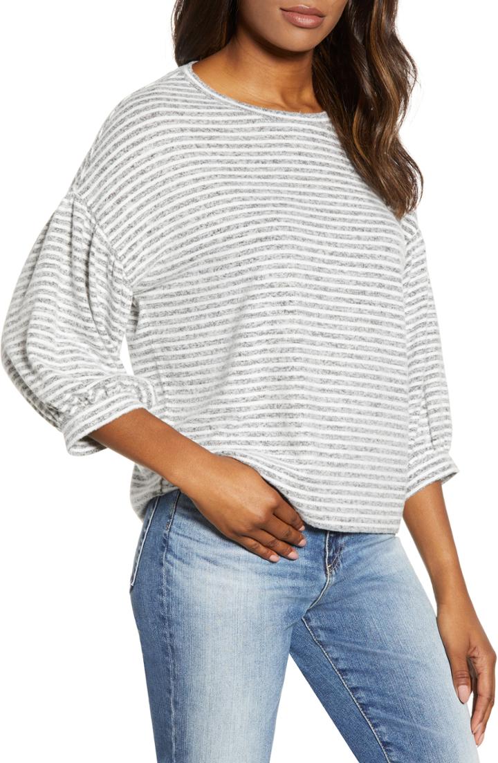 Women's Lucky Brand Stripe Top - Grey