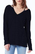 Women's Michael Stars Cutout Shoulder Stripe Thermal Top, Size - Blue