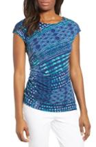Women's Chaus Zip Shoulder Ruched Stretch Jersey Top - Blue