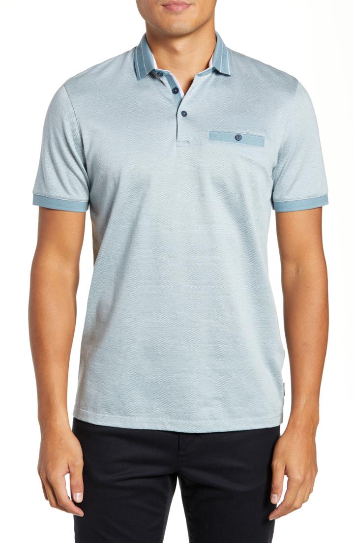 Men's Ted Baker London Munsan Slim Fit Short Sleeve Polo (s) - Blue