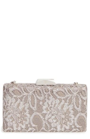 Sondra Roberts Chantilly Lace Box Clutch - Metallic