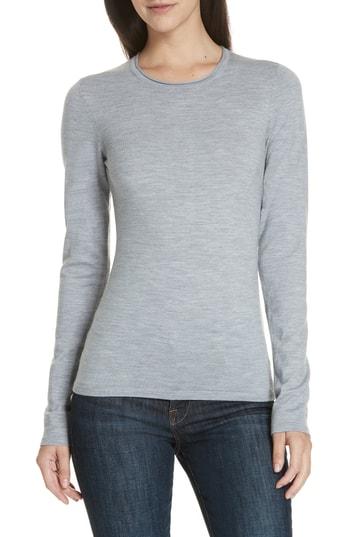 Women's Theory Slim Fit Merino Wool Crewneck Top - Grey