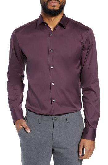 Men's Boss Jenno Slim Fit Stretch Solid Dress Shirt - Purple