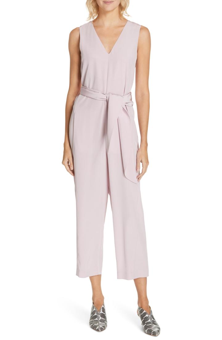 Women's Tibi Belted Silk Jumpsuit - Pink