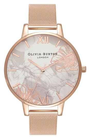 Women's Oliva Burton Abstract Florals Mesh Bracelet Watch, 38mm