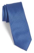 Men's Calibrate Gower Check Cotton & Silk Tie, Size - Blue