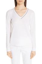 Women's Fabiana Filippi Chain Trim Cashmere Sweater Us / 38 It - Ivory