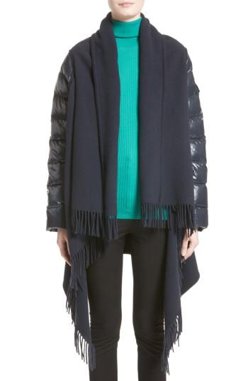Women's Moncler Mantella Quilted Sleeve Wrap Sweater - Blue
