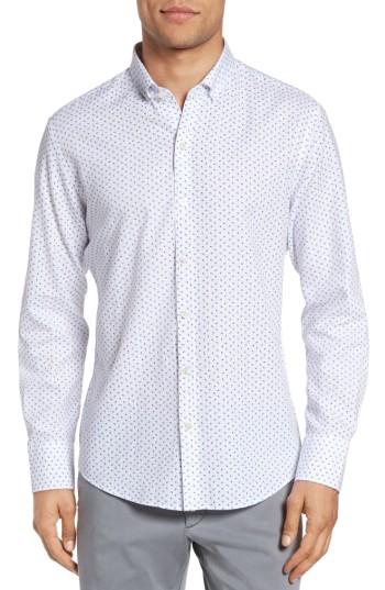 Men's Zachary Prell Benedict Trim Fit Print Sport Shirt - White