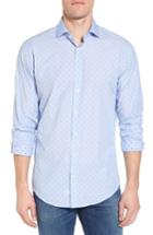 Men's Nordstrom Men's Shop Trim Fit Dot Dress Shirt 34/35 - Blue