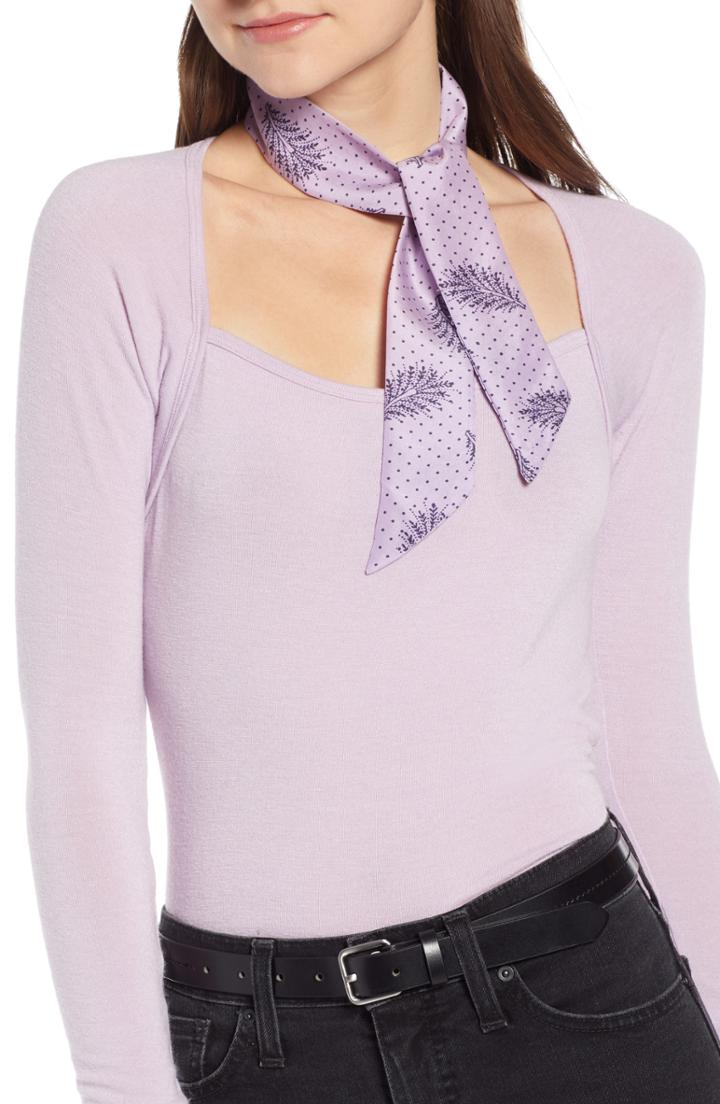 Women's Something Navy Silk Skinny Scarf, Size - Purple