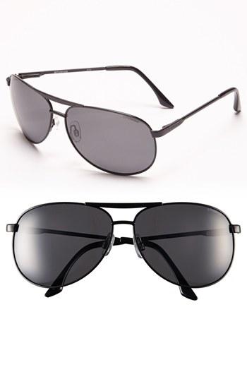 Women's Polaroid Eyewear 68mm Polarized Metal Aviator Sunglasses - Black
