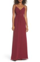 Women's Hayley Paige Occasions Gathered V-neck Chiffon Gown - Red