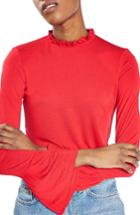 Women's Topshop Ruffle Neck Trumpet Top Us (fits Like 0-2) - Red